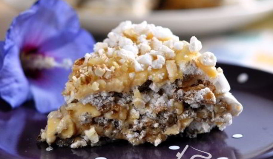 Рецепт орехового торта-безе с заварным кремом