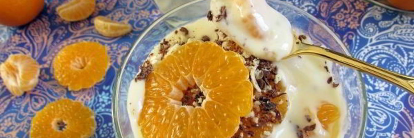 Десерт с мандаринами и белым шоколадом