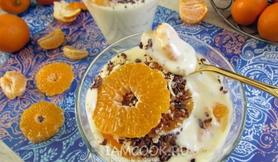 Рецепт десерта с мандаринами и белым шоколадом