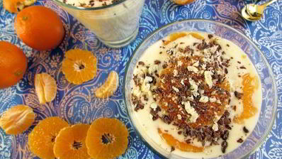 десерт с мандаринами и белым шоколадом