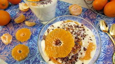 десерт с мандаринами и белым шоколадом