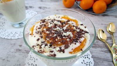 десерт с мандаринами и белым шоколадом