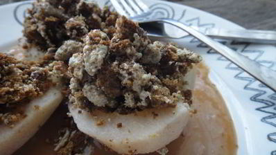 грушевые лодочки с пряником и халвой