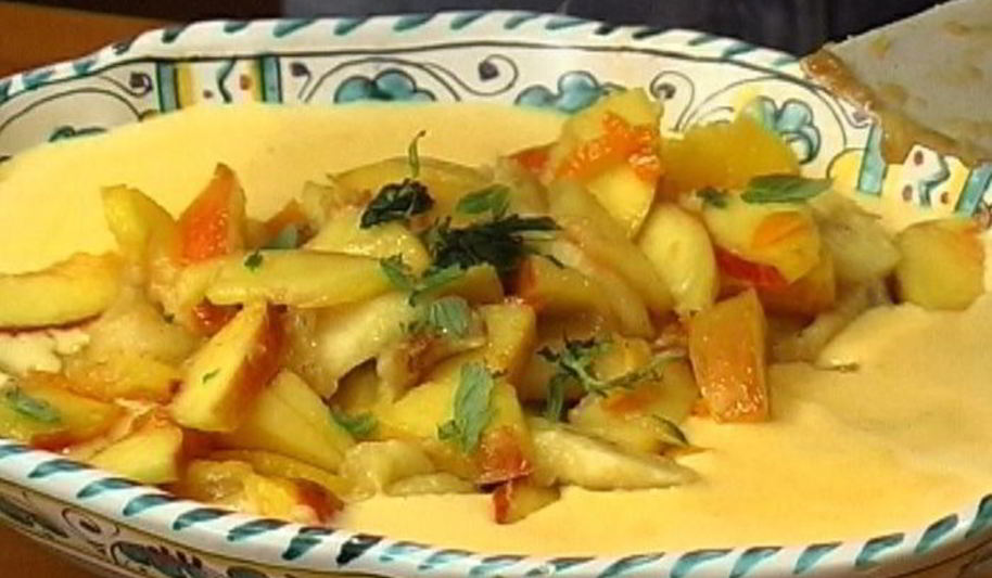 Рецепт фруктов в ванильном креме