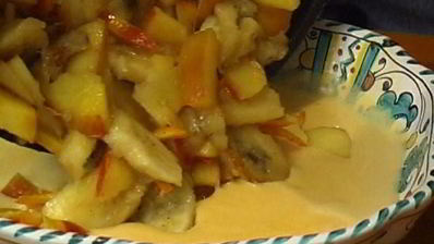 фрукты в ванильном креме