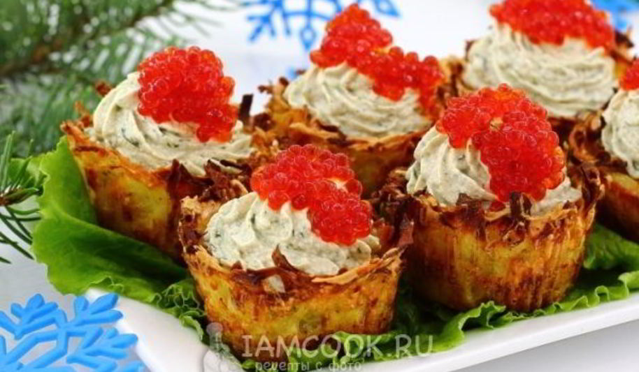 Рецепт картофельных корзиночек с селедочным кремом
