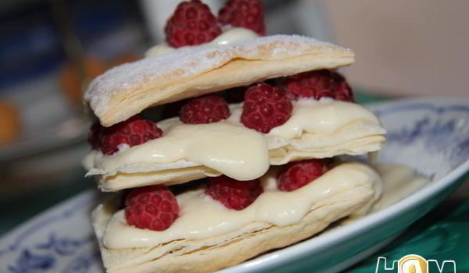 Рецепт мильфея с заварным кремом и малиной