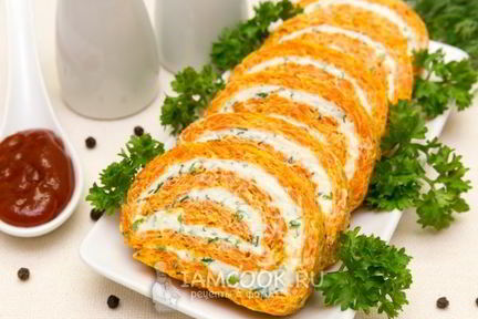 Морковный рулет со сливочным кремом