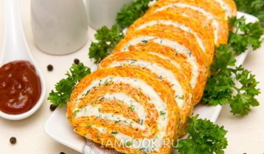 Рецепт морковного рулета со сливочным кремом