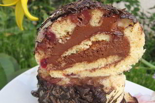 Рулет с черешней и шоколадным кремом