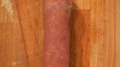 рулет из краба и телятины с вишневым мармеладом