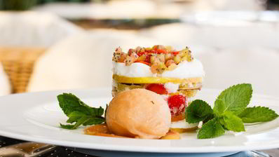 мильфей из яблок с ревенем