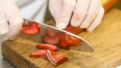 мильфей из яблок с ревенем