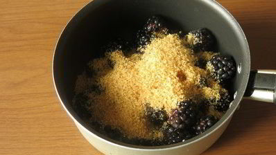 кокосовое мороженое с ежевикой