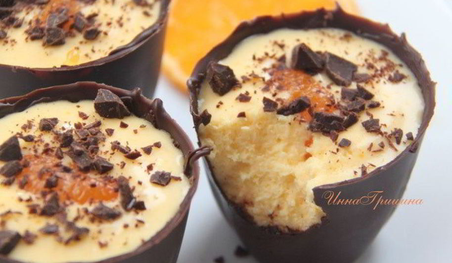 Рецепт мусса из клементинов в шоколадном стаканчике