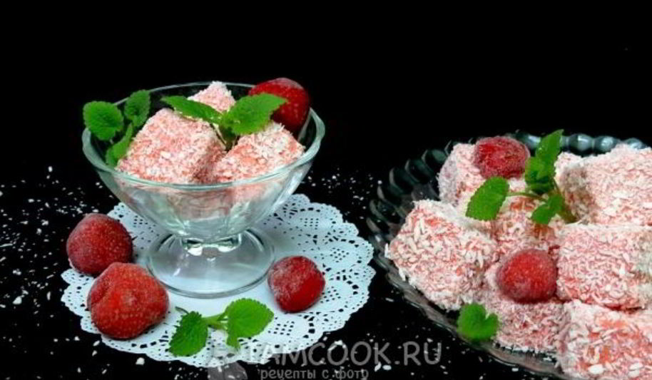 Рецепт мусса из клубники с кокосовой стружкой