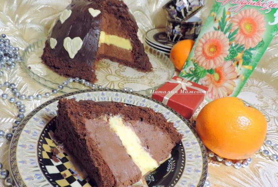 Торт-купол Цукотто с апельсиновым и шоколадным муссами
