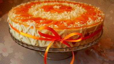 торт-мусс с персиками