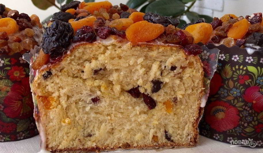 Рецепт пасхального кулича с сухофруктами и орехами