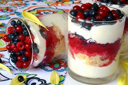 Сливочный десерт с лесными ягодами