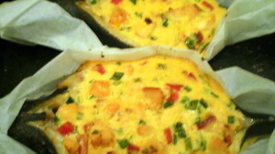 сибас с творожно-сырным суфле и семгой