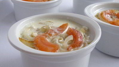 суфле с рисом, семгой и сыром джюгас