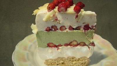 торт-суфле мята с земляникой