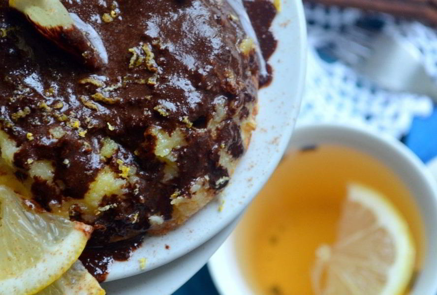 Творожно-лимонное суфле под растопленным шоколадом