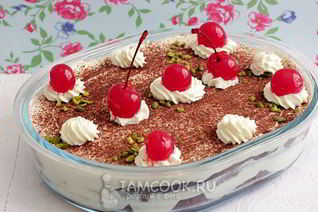 Тирамису на шоколадном бисквите без яиц