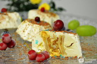 Творожное желе с блинами