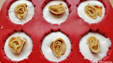 творожное желе с блинами