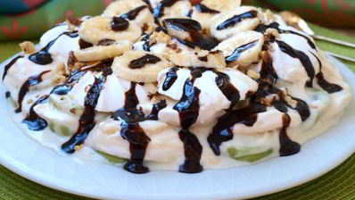 десерт из зефира с фруктами