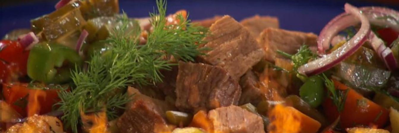 Азу из говядины с соленой черемшой