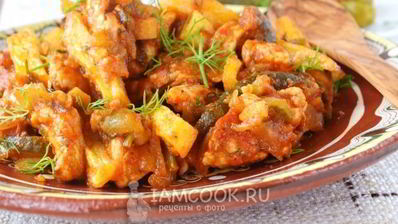 азу из индейки на сковороде