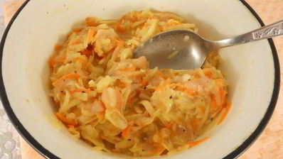 драники из картофеля и тыквы с курицей