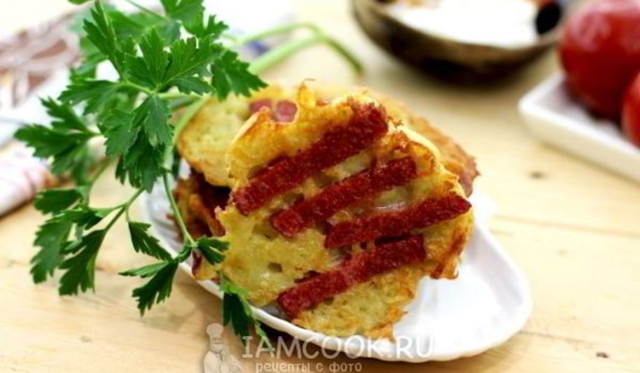Рецепт драников с колбасой