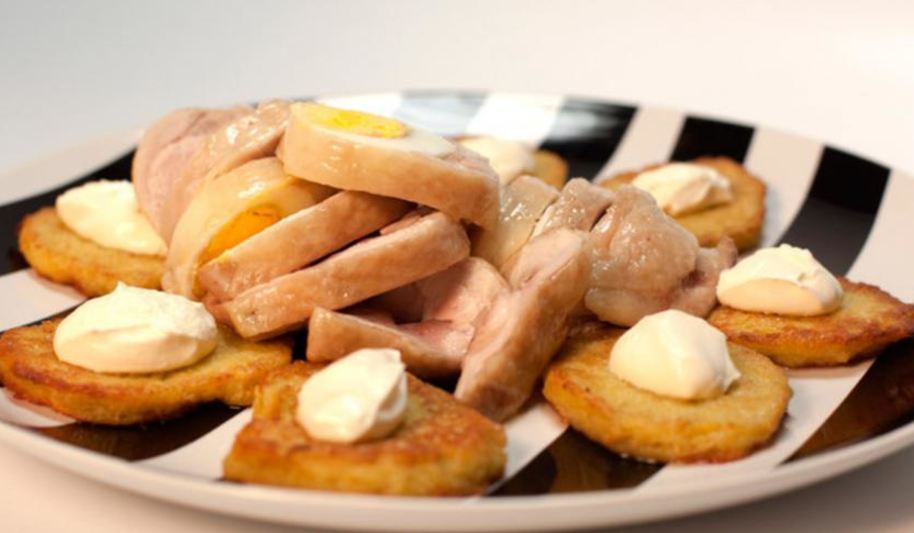 Рецепт фаршированного окорока и драники