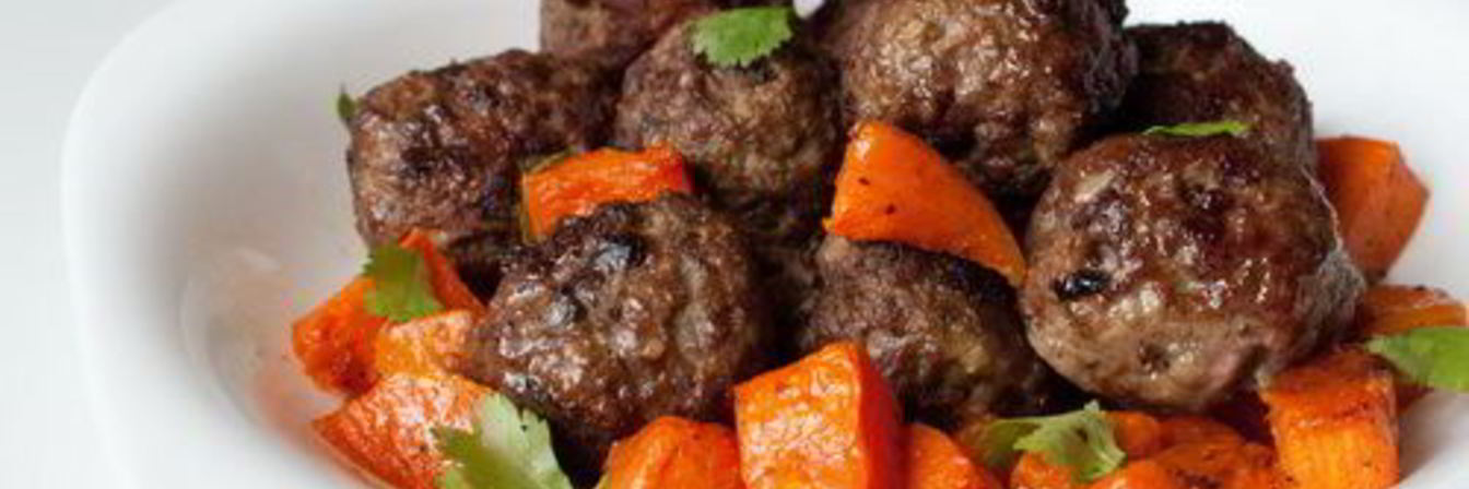 Фрикадельки из говядины с печеной тыквой