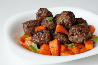 Фрикадельки из говядины с печеной тыквой