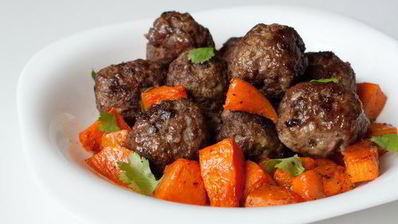 фрикадельки из говядины с печеной тыквой