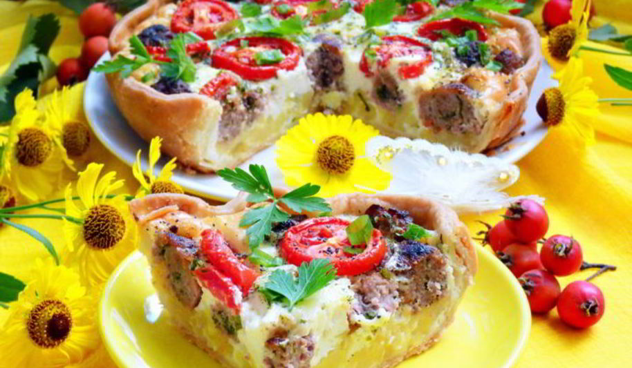 Рецепт киша с фрикадельками