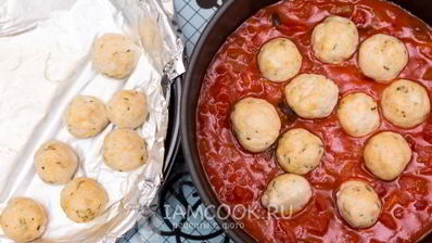 спагетти с куриными фрикадельками