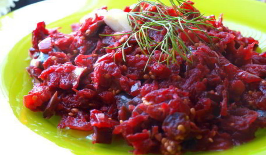 Рецепт гарнира из свеклы и баклажанов