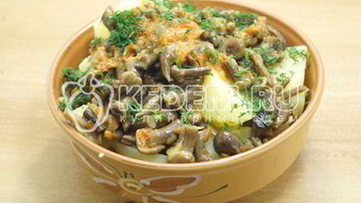 картофель с грибами на сковороде