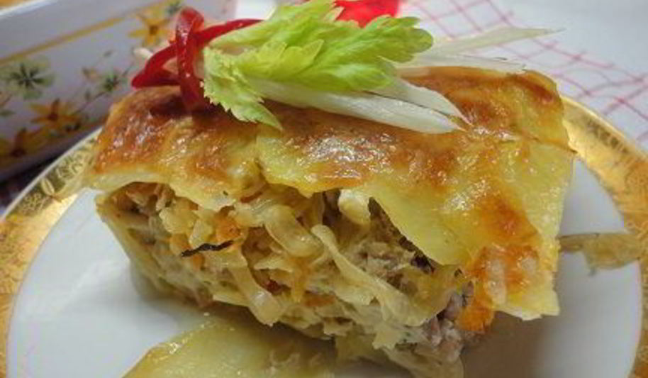 Рецепт картофеля с мясом и капустой