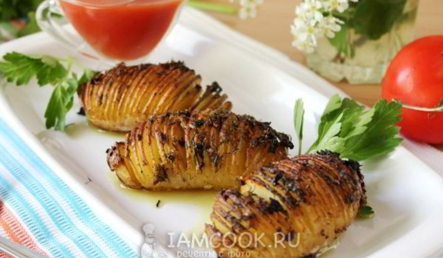 Рецепт картошки-гармошки с чесноком и укропом в духовке