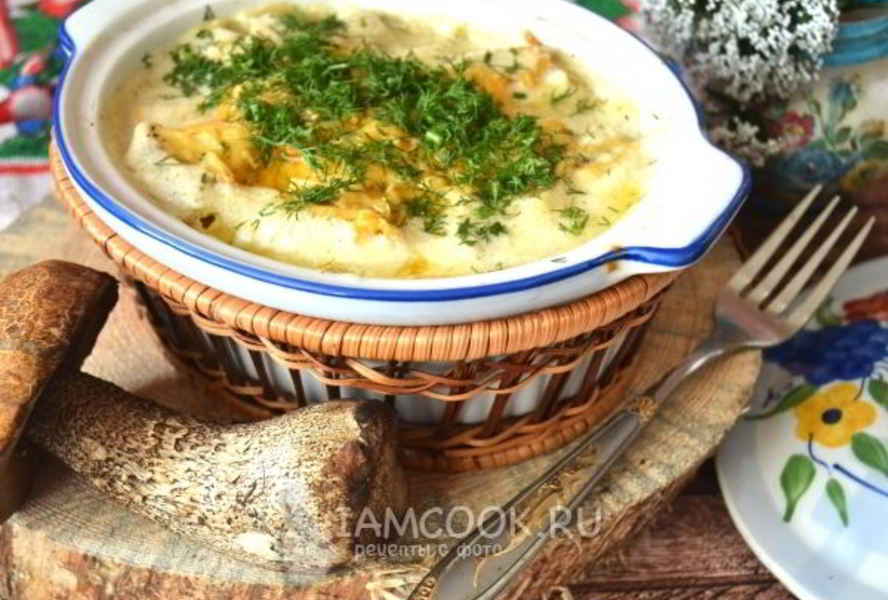 Картошка с грибами и майонезом в духовке