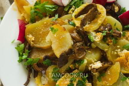 Картошка с грибами в сметане в духовке