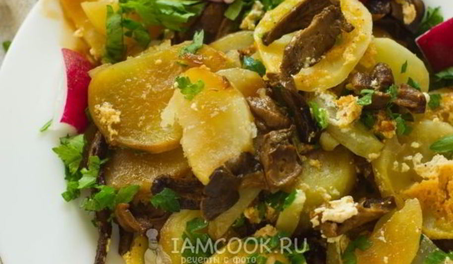 Рецепт картошки с грибами в сметане в духовке