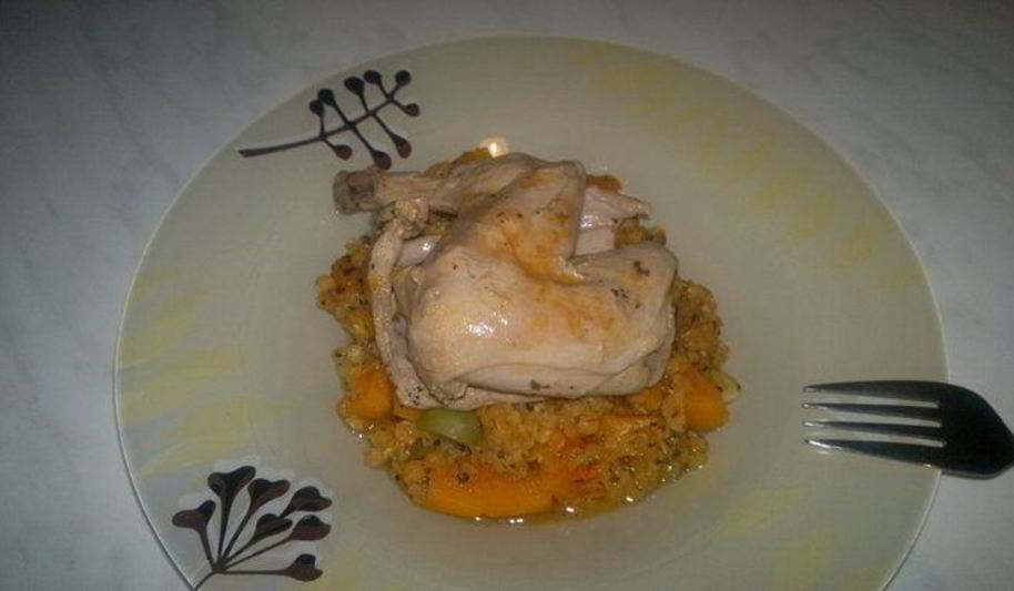 Рецепт красной чечевицы с тыквой и оливками и отварной кролик